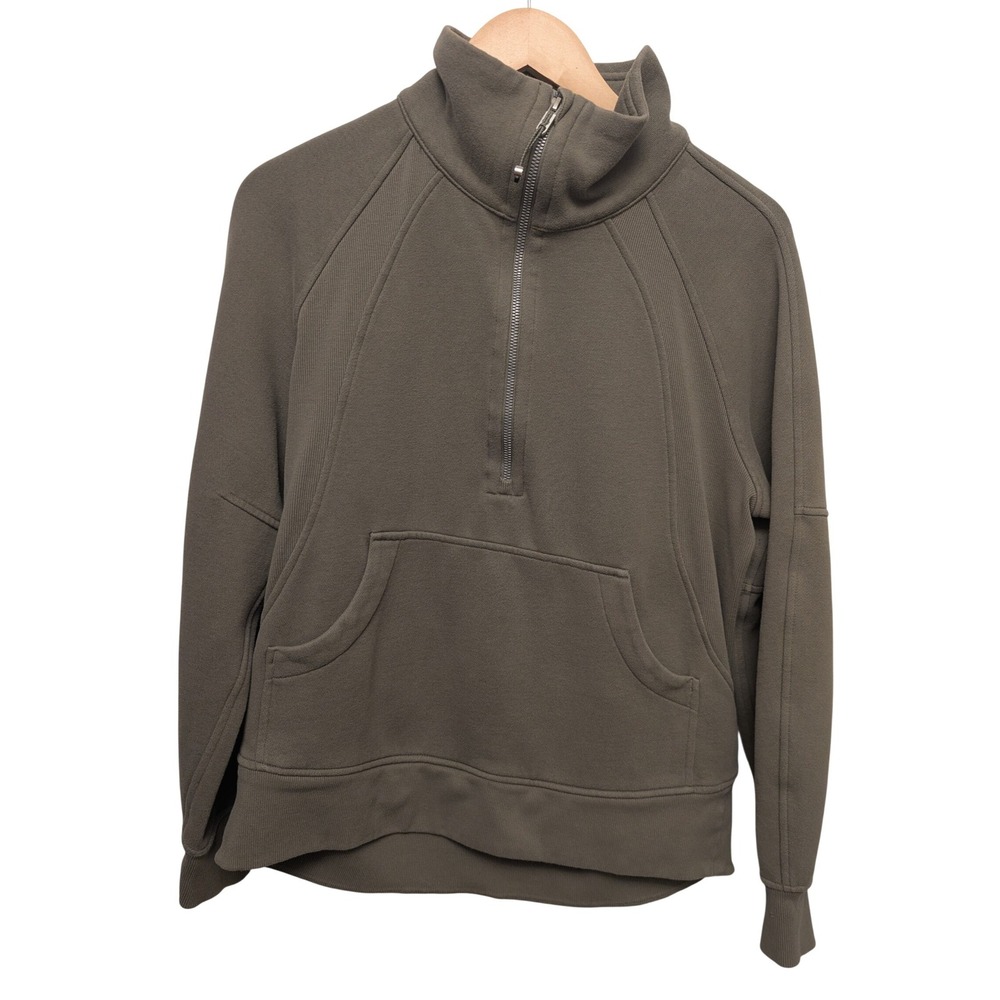 Lululemon Oversized Funnel-Neck Half Zip Sweatshirt Pullover Long Bronze Green